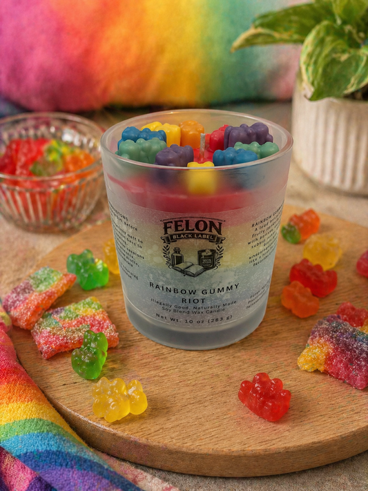 Rainbow Gummy Riot Candle